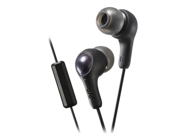 JVC HA-FX7M Gumy PLUS - Ørepropper med mikrofon - i øret - kablet - 3,5 mm jakk - lydisolerende - svart