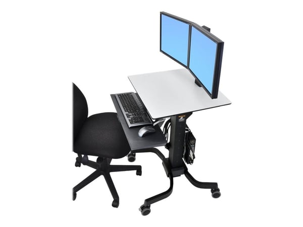 Ergotron WorkFit-C Dual - Sitte/stående arbeidsstasjon - mobil - rektangulær - grå - svart sokkel