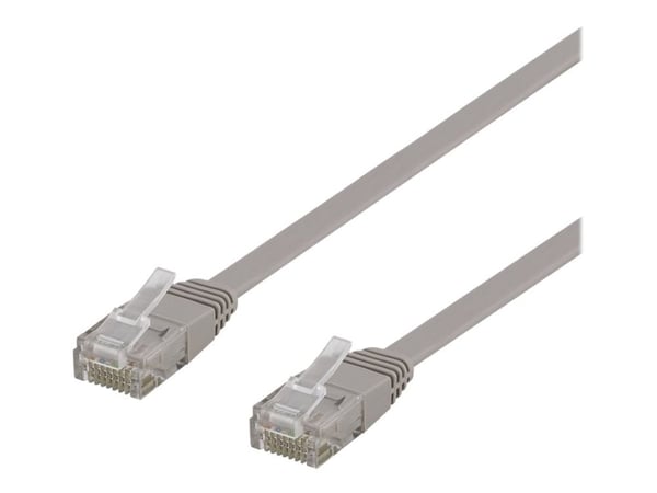DELTACO - Koblingskabel - RJ-45 (hann) til RJ-45 (hann) - 5 m - UTP - CAT 6 - flat - grå