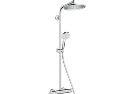 HANSGrohe Crometta S240 brusesystem med Isiflex'B bruserslange 1,60 m, Crometta Vario håndbruser og Crometta S 240 1jet hovedbruser