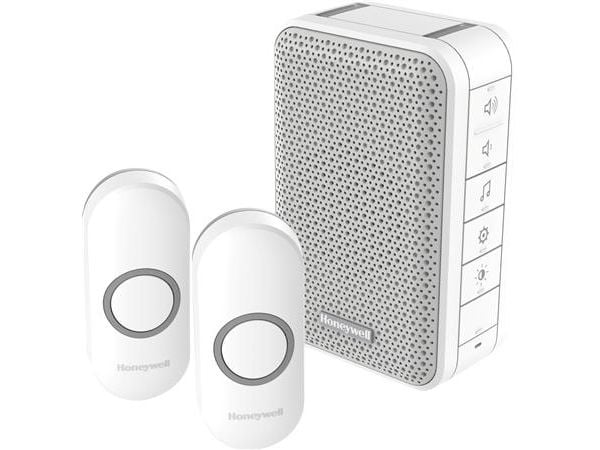 DC313NFB trådlös dörrklocka kit LED 150 meter 2 ringtryck 84 dB vit