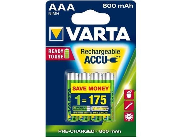 Varta Rechargeable Accu - Batteri 4 x AAA - NiMH - (oppladbart) - 800 mAh
