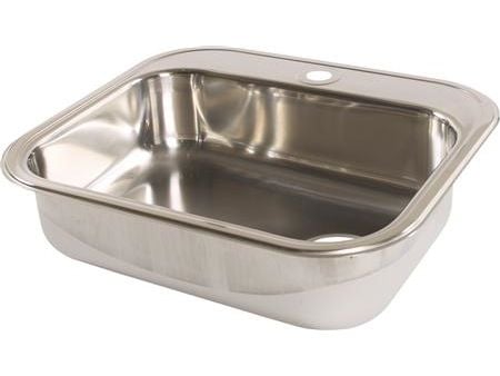 INTRA JUVEL Juvel BK480B-R02 børstet rustfri køkkenvask 48x34 cm til nedfældning - bagkant for plads til armatur samt basketstrainer