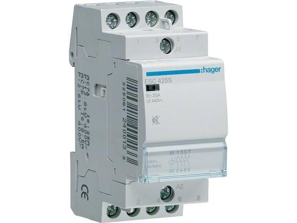 Kontaktor 25A 4 Slutte 230V Brumfri Brumfri