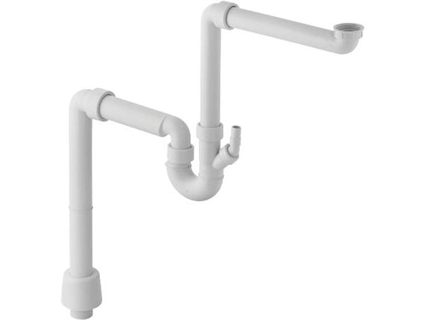 Hvid Geberit vandlås 50mm x 1 1/2" hvid til enkeltvask - rumbesparende model