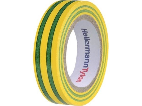 Teippi PVC vihreä/keltainen 0,15 mmx15mmx10m - (10 kpl)