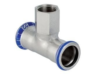GEBERIT Tee rustfri 22-1/2-22 mm med muffe på grenen mapress
