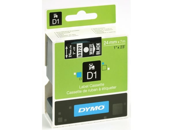 DYMO D1 - Selvklebende - hvit på svart - Rull (2,4 cm x 7 m) 1 kassett(er) etikettbånd - for LabelMANAGER 500TS, PnP