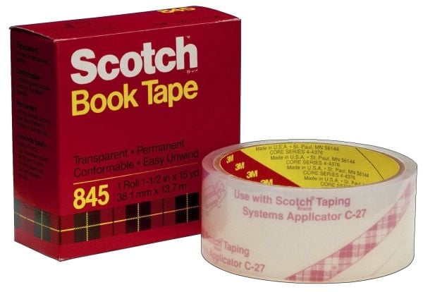 Scotch 845 Book tape - Kontortape - 50.8 mm x 13.7 m - 76.2 mm kjerne - transparent Scotch 845 Book tape - Kontortape - 50.8 mm x 13.7 m - 76.2 mm kjerne - transparent