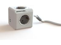 Allocacoc PowerCube, 1,5 m, Sisätila, Tyyppi F, Type F (CEE 7/4), 1 mm², Harmaa, Valkoinen