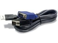 TRENDnet TK CU10 - Tastatur / video / musekabel (KVM) - USB, HD-15 (VGA) (hann) til HD-15 (VGA) (hann) - 3.1 m - svart
