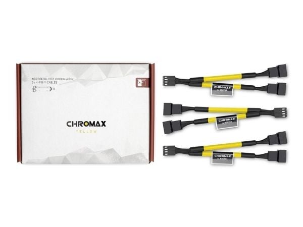 Noctua NA-SYC1 CHROMAX.YELLOW, Kabelforlengelse, Gult, Hunkjønn, Hunkjønn, 115 mm, 3 stykker