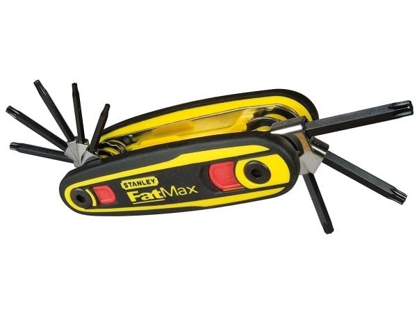 Stanley 0-97-553, Hopfällbar torxnyckel, T10, T15, T20, T25, T27, T30, T9, Svart, Gul, Stål, 8 styck