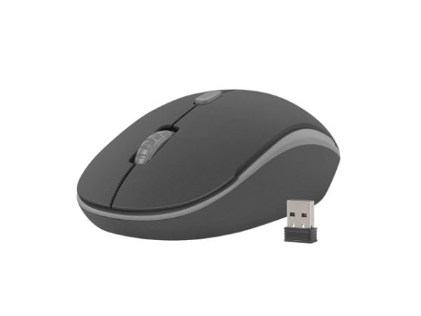 NATEC TETRA, Trådløs, USB, Membrannøkkelbryter, QWERTY, Sort, Grå, Mus inkludert