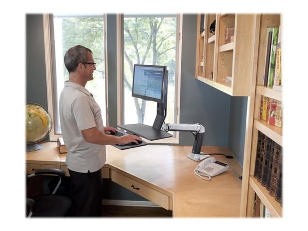 Ergotron WorkFit-A Single LD Workstation With Worksurface - Seisomapöydän muunnin - kiillotettu alumiini, musta