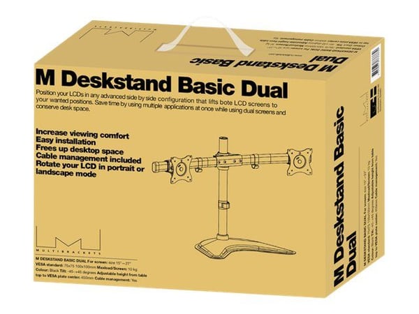 Multibrackets M Deskstand Basic Dual - Monteringssett (skrivebordsmontering) - for 2 LCD-skjermer - stål, høyverdig aluminium - svart - skjermstørr...