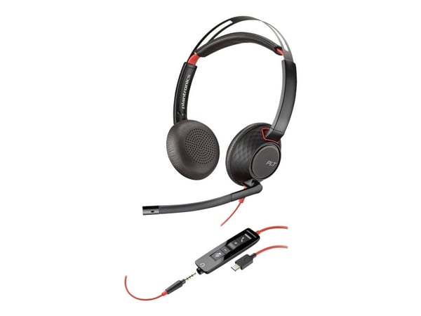 Poly Blackwire 5220 - 5200 Series - headset - på örat - kabelansluten - USB, 3,5 mm kontakt - Certifierad för Microsoft-teams