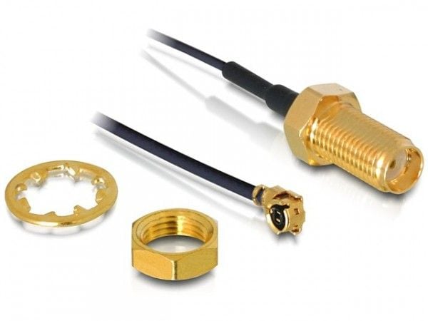Delock HF Antenna Connection for Installation - Antennekabel - I-PEX (hann) til SMA (hunn) - 35 cm - svart