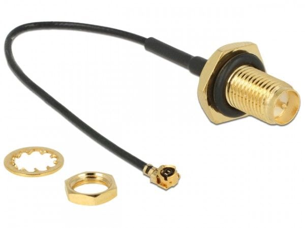 Delock - Antennekabel - RP-SMA hunn til MHF/U.FL hunn - 10 cm - koaksial - svart