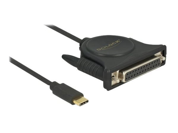 Delock - USB / parallell-kabel - USB-C (hann) til DB-25 (hunn) - 1.8 m - tommelskruer - svart