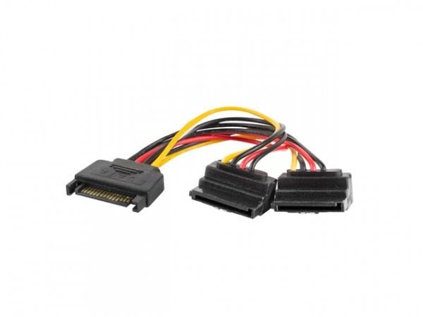 Lanberg - SATA-kabel - SATA-strøm (hann) til SATA-strøm (hunn) vinklet - 15 cm - vinklet