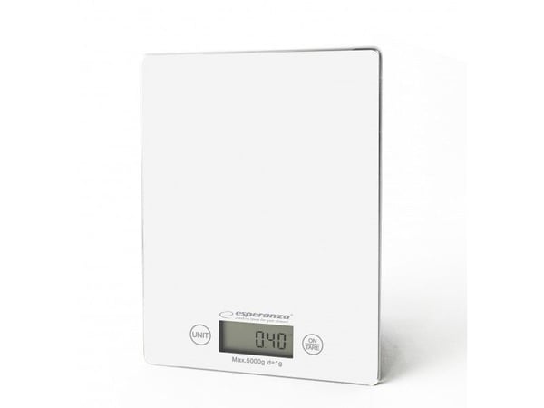 Esperanza EKS002W, Sähkökeittiövaaka, 5 kg, 1 g, Valkoinen, Pöytämalli, Suorakulmio
