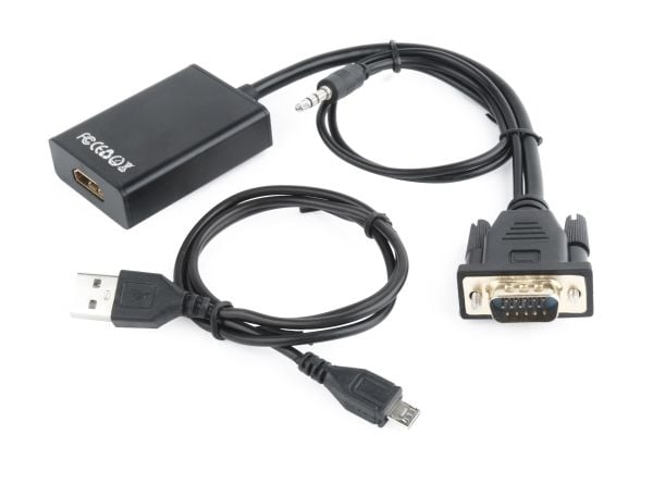 Cablexpert A-VGA-HDMI-01 - Video/lyd-adaptersett - svart - 1080p-støtte, aktivt brikkesett