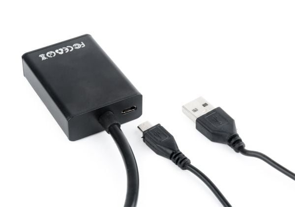 Cablexpert A-VGA-HDMI-01 - Video/lyd-adaptersett - svart - 1080p-støtte, aktivt brikkesett