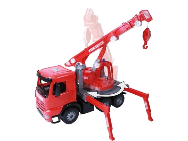 Lena GIGA TRUCKS Fire Crane truck Arocs, Kranbil, 3 år, Sort, Grå, Rød