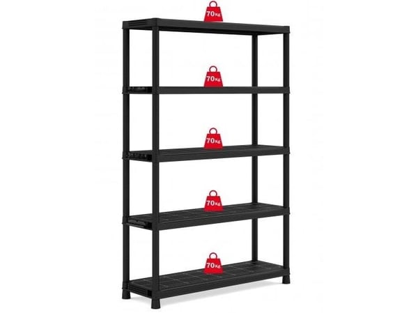 Hylle-/oppbevaringsskap i plast 120x40x187 cm, 70 kg/5 L