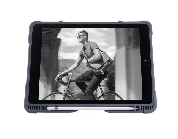 STM dux plus C EDU (iPad 5/6th Gen) - Black w/ Apple Pencil and Logitech Crayon holder