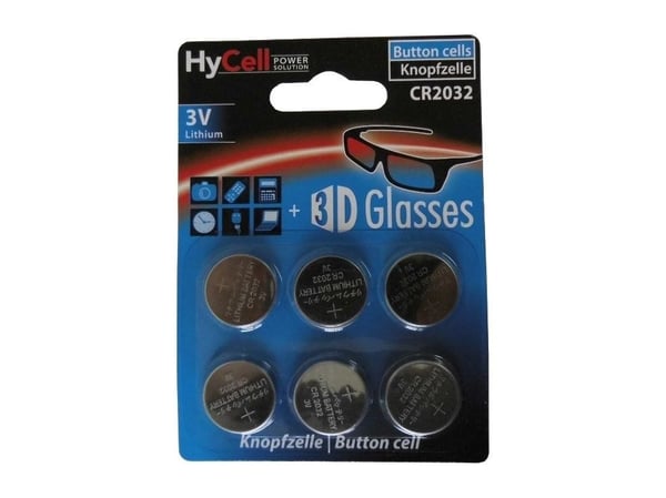 HyCell 1516-0026, Engangsbatteri, CR2032, Lithium, 3 V, 6 stykker, Sølv