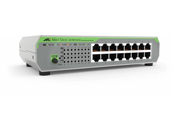 Allied Telesis CentreCOM AT-FS710/16 - Kytkin - Hallitsematon - 16 x 10/100 - Pöytä, telineasennettava