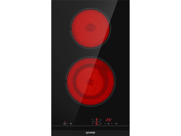 Gorenje ECT322BCSC - Keraaminen keittotaso - 2 keittolevyä - Niche - leveys: 28,3 cm - syvyys: 49 cm - musta fasettikuvioitu etuosa