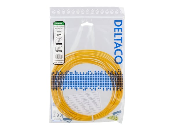 DELTACO - Nettverkskabel - LC-enkeltmodus (hann) til LC-enkeltmodus (hann) - 8 m - fiberoptisk - 9 / 125 micron - OS2