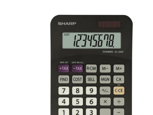Sharp EL-330FBBK, Lomme, Grunnleggende, 8 sifre, 1 linjer, Batteri/Solcelle, Sort