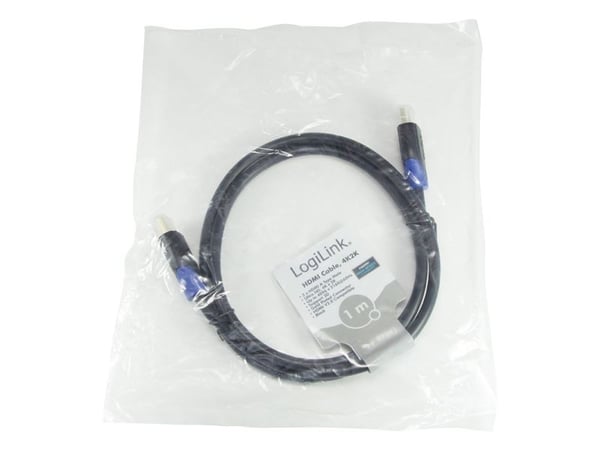 LogiLink CH0061, 1 m, HDMI-tyyppi A (vakio), HDMI-tyyppi A (vakio), 4096 x 2160 pikseliä, 3D, Musta