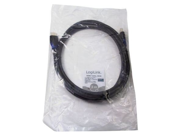 LogiLink CH0063, 3 m, HDMI-tyyppi A (vakio), HDMI-tyyppi A (vakio), 4096 x 2160 pikseliä, 3D, Musta