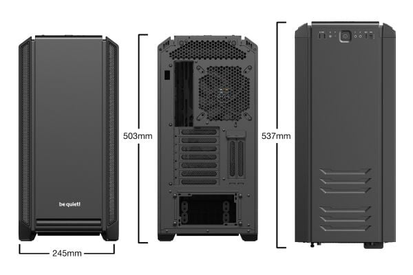 be quiet! Silent Base 601 Window - Midi-tower - ATX - Tempered glass - ingen strømforsyning - Sort - USB/lyd - (Inkl. 2 x Pure Wings 2 blæsere)