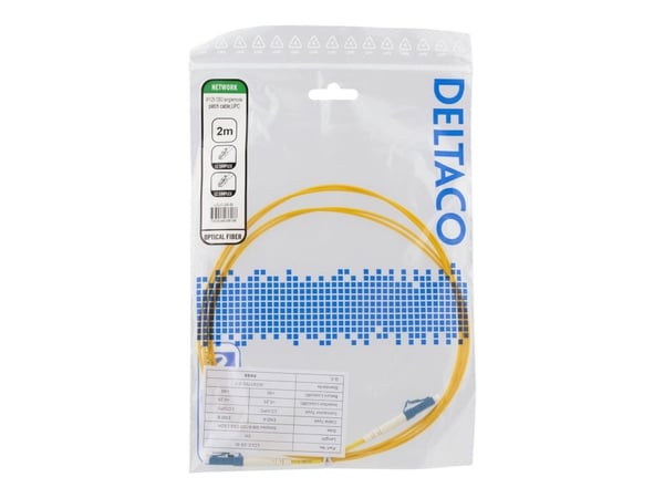 DELTACO - Nettverkskabel - LC/UPC-enkeltmodus (hann) til LC/UPC-enkeltmodus (hann) - 2 m - fiberoptisk - 9 / 125 micron - OS2