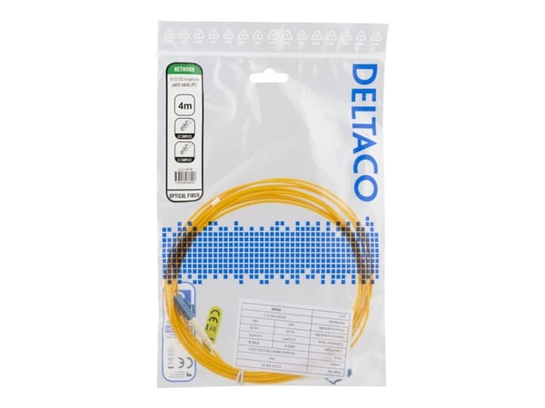 DELTACO - Nettverkskabel - LC/UPC-enkeltmodus (hann) til LC/UPC-enkeltmodus (hann) - 4 m - fiberoptisk - 9 / 125 micron - OS2