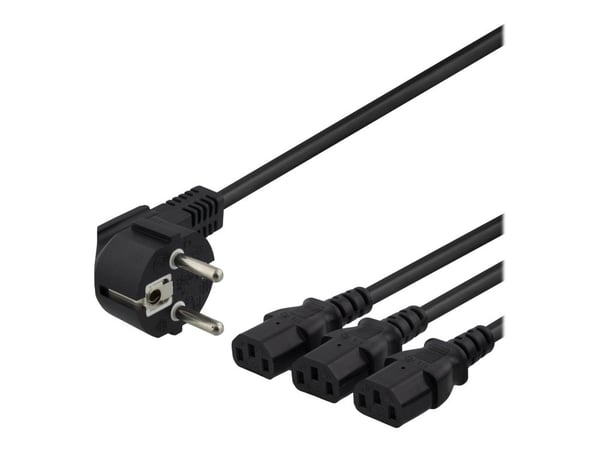 DELTACO - Sähköjohto - CEE 7/7 (han) til IEC 60320 C13 - 250 V - 10 A - 3 m - lajiteltu