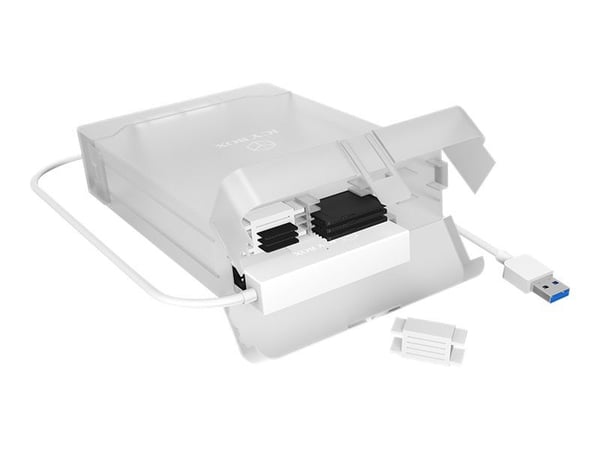 ICY BOX IB-AC705-6G - Förvaringslåda - 2,5 tum/3,5 tum delad - SATA 6Gb/s - USB 3.0 - vit