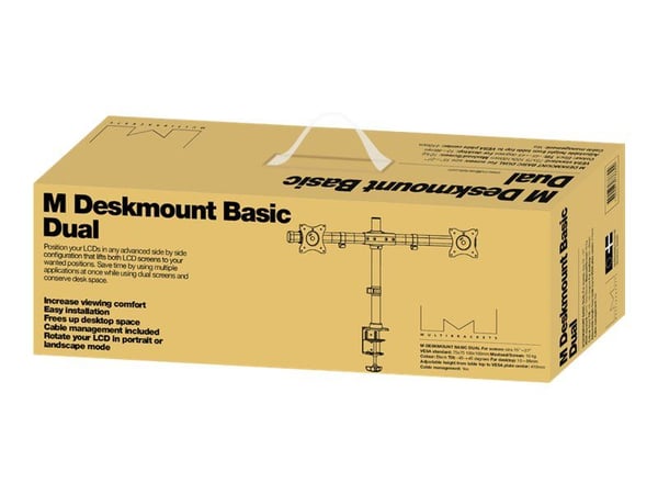 Multibrackets M Deskmount Basic Dual - Monteringssett (skrivebordsmontering) - for 2 LCD-skjermer - stål, høyverdig aluminium - svart - skjermstørr...