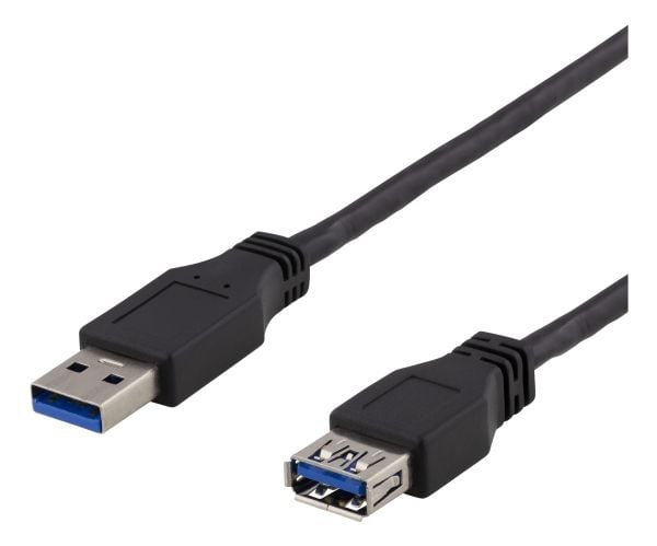 DELTACO USB3-241 - USB-jatkojohto - USB Type A (naaras) - USB Type A (uros) - USB 3.1 Gen 1 - 1 m - musta