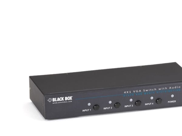 Black Box 4 x 1 VGA Switch with Serial and Audio - Skjerm- / audio-switch - 4 x VGA / audio - rackmonterbar - TAA-samsvar