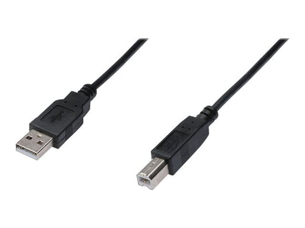 ASSMANN - USB-kaapeli - USB (uros) - USB Type B (uros) - USB 2.0 - 1,8 m - muotoiltu - musta