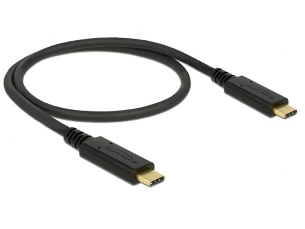 Delock - USB-kabel - USB-C (hann) til USB-C (hann) - USB 3.1 Gen 2 - 5 A - 50 cm - svart