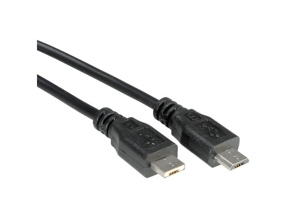ROLINE 11.02.8753, 1,8 m, Micro-USB A, Micro-USB B, USB 2.0, Hankjønn/hankjønn, Sort