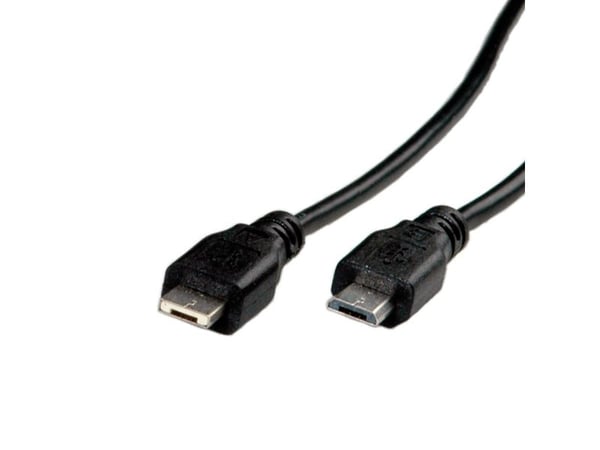 ROLINE 11.02.8753, 1,8 m, Micro-USB A, Micro-USB B, USB 2.0, Hankjønn/hankjønn, Sort